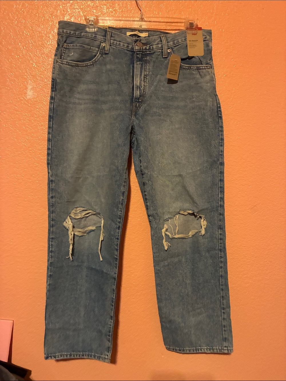 Levi's Light Blue Straight Leg Distressed Jeans